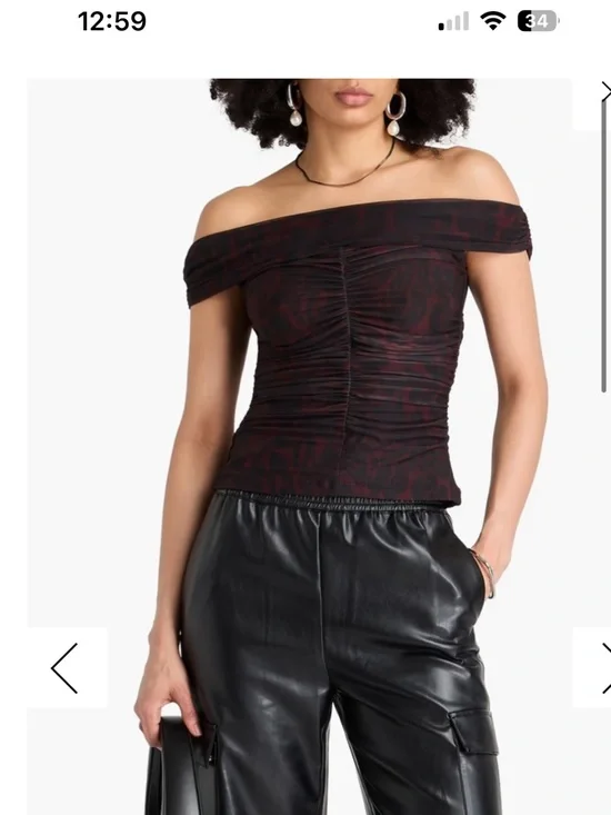 Ganni Ruched Off-Shoulder Tank Top - Picture 3 of 3